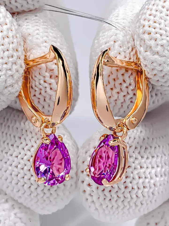 Earrings silver 925, gold 585 coating with alexandrite