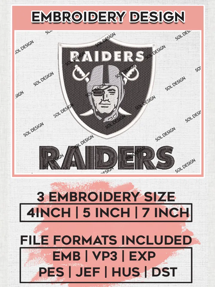 Las Vegas Raiders Football Embroidery files, Raiders NFL Logo Embroidery files, NFL Teams, Football, Digital Download | EMB_SPORT_22