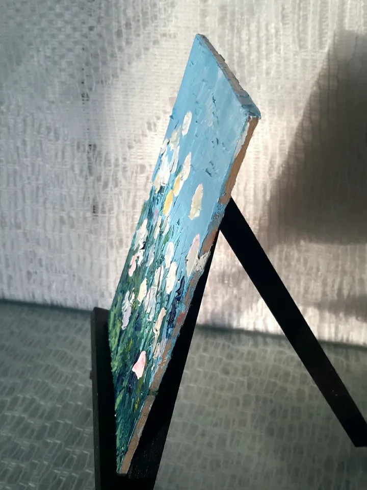 Dandelions Original Oil ACEO Painting Impasto Miniature Artwork ATC