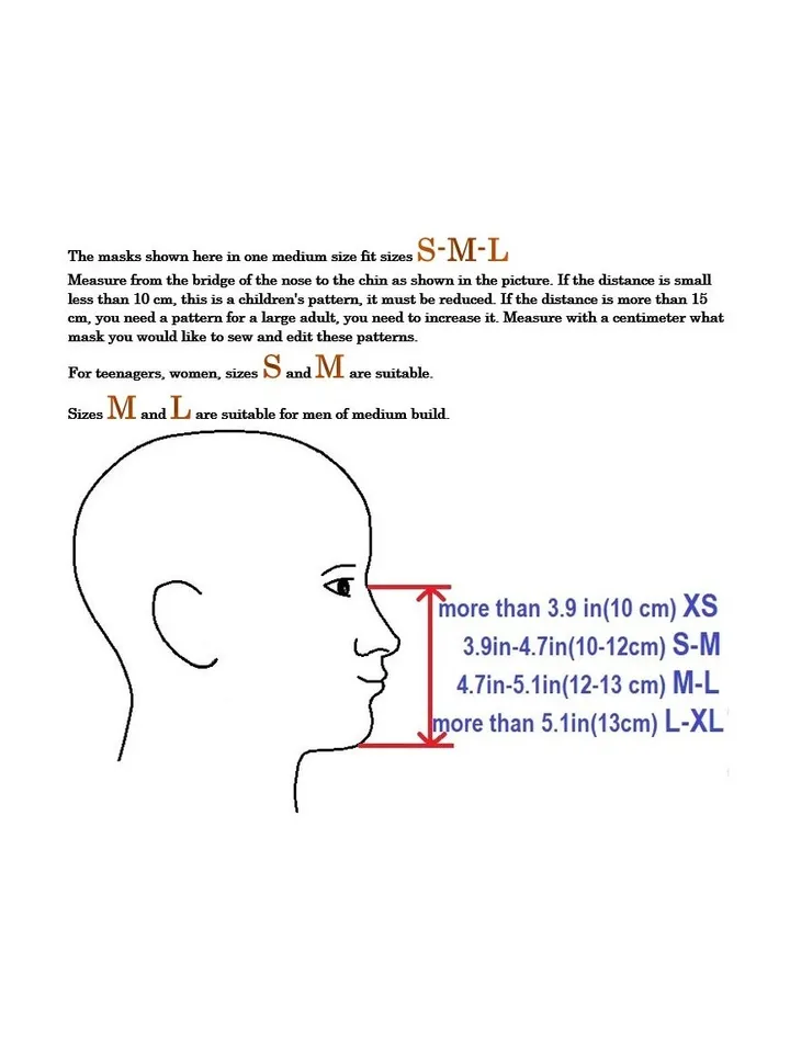 Sew reusable face mask for adults,6 types,face mask patterns,Step by step photos,PDF tutorial,Instant Download,Suitable for sizes S-M-L