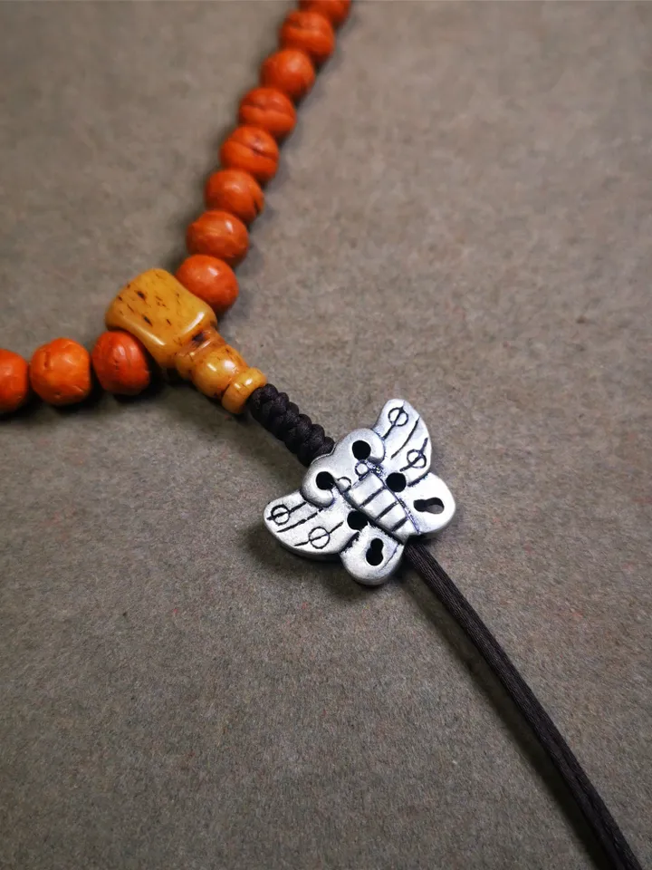 Gandhanra Handmade Tibetan Amulet,Butterfly Pendant for Mala,Bag Hanging,Prayer Bead Necklace Accessories,0.9" × 0.6"