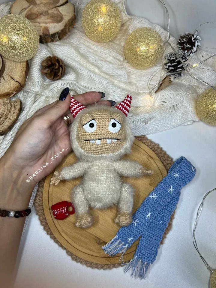 PDF Crochet Christmas Monster Pattern, Christmas Yeti Crochet Pattern, Animal Crochet Crochet Ornament Christmas baby Animal Christmas Decor