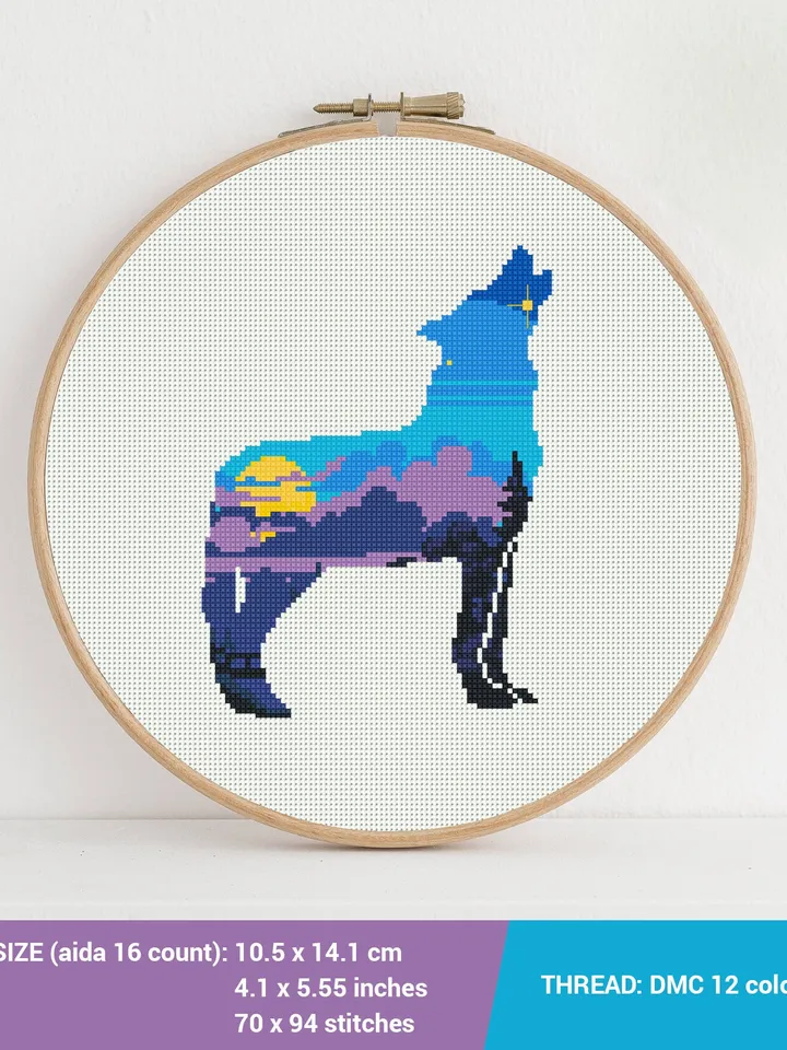 Bundle of 3 Animal Bear Elk Wolf Cross stitch pattern | Embroidery Pattern | Instant Download | Embroidery Designs