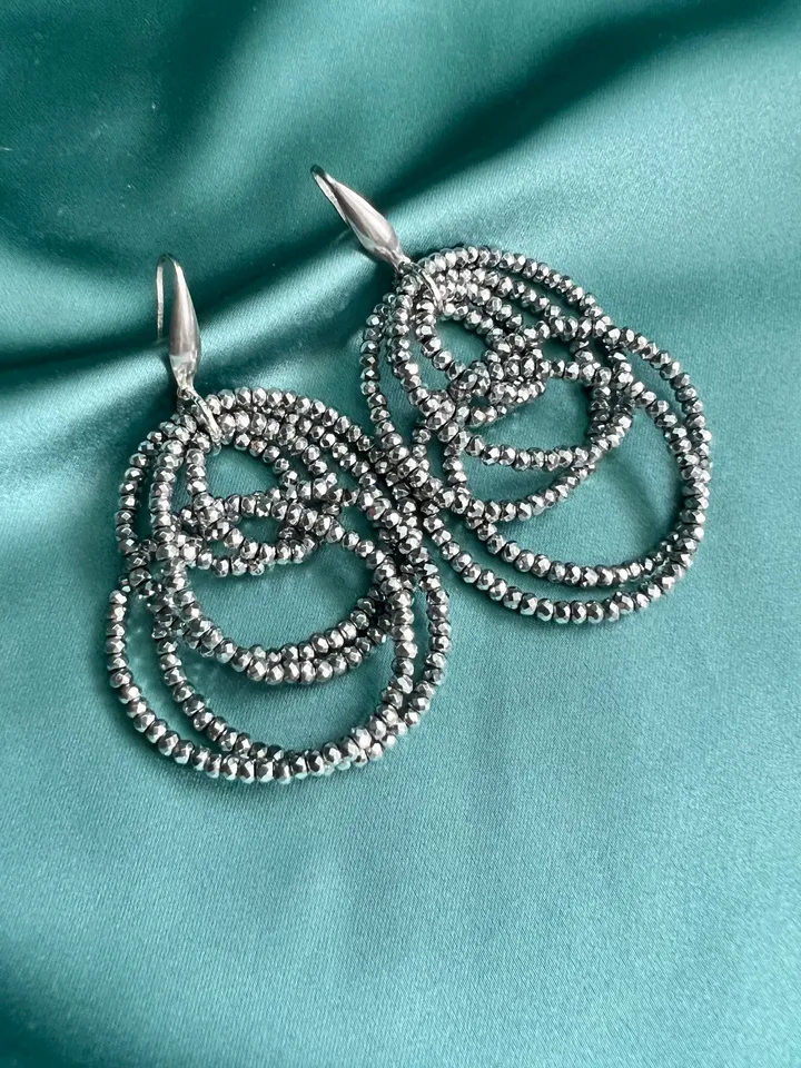 Hematite Dangling Hoops Earrings