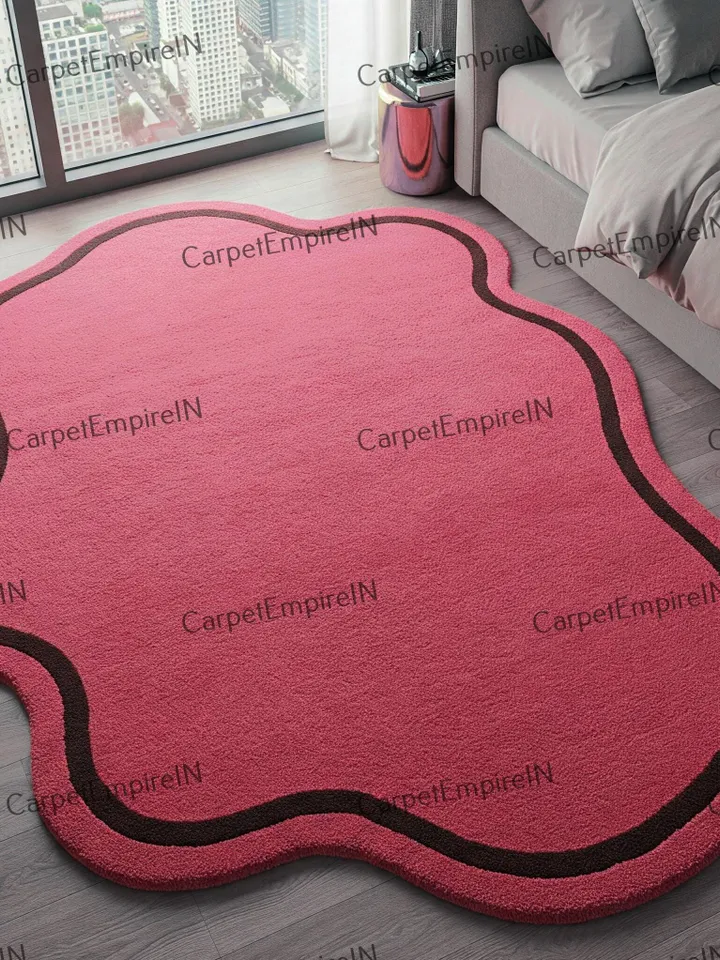 Abstract pink rug - irregular rug, Modern Asymmetrical Floor Rug, Unique Shape Rug, Livingroom rug, Bedroom rug, 3x5,10x10,8x10,9x12,10x14