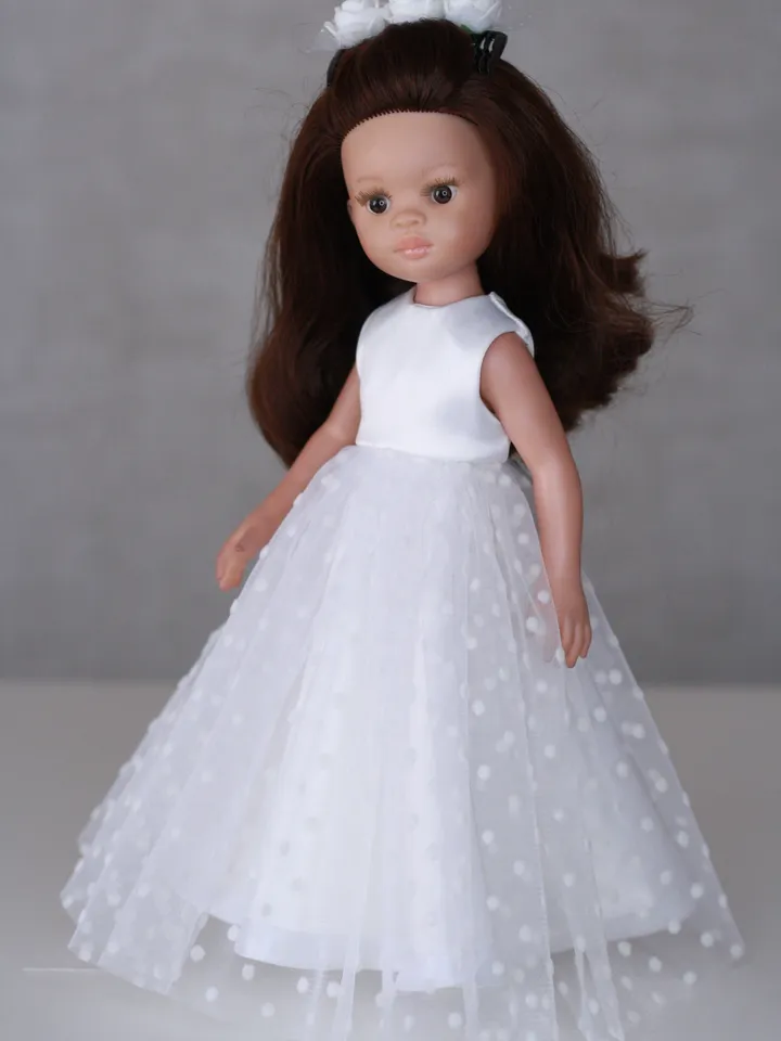 Paola Reina doll clothes, White long dress for Paola Reina, 13 inch doll clothes, Doll clothes, Dolls outfit, 32 cm doll