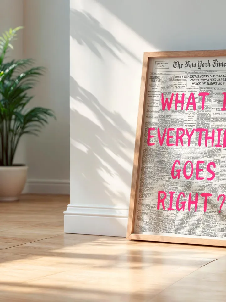 What If everything goes right Retro Newspaper Print, Trendy Wall Art, Typography Poster, Pink Aesthetic, Printable Wall Art, Digital Print