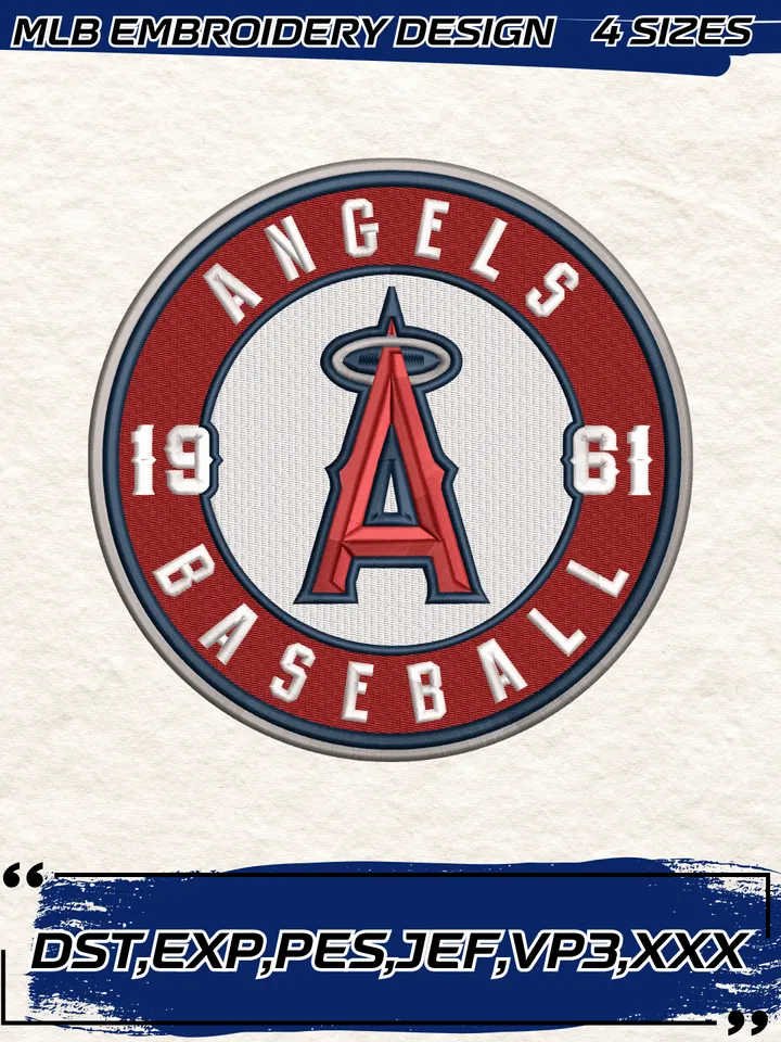 Los Angeles Angels Alternate Logo Embroidery Design,MLB Embroidery Design,Machine Embroidery Design File,4 Sizes, Digital Download