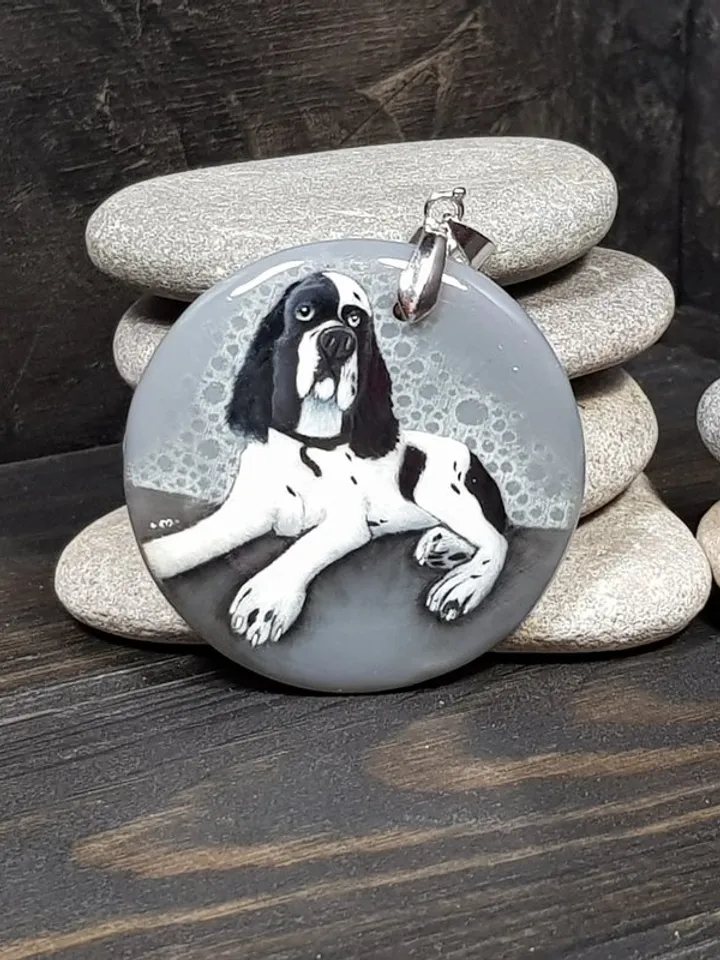 Customized Gift Oil painting on stone based on your pet photo. Dogs or cats.