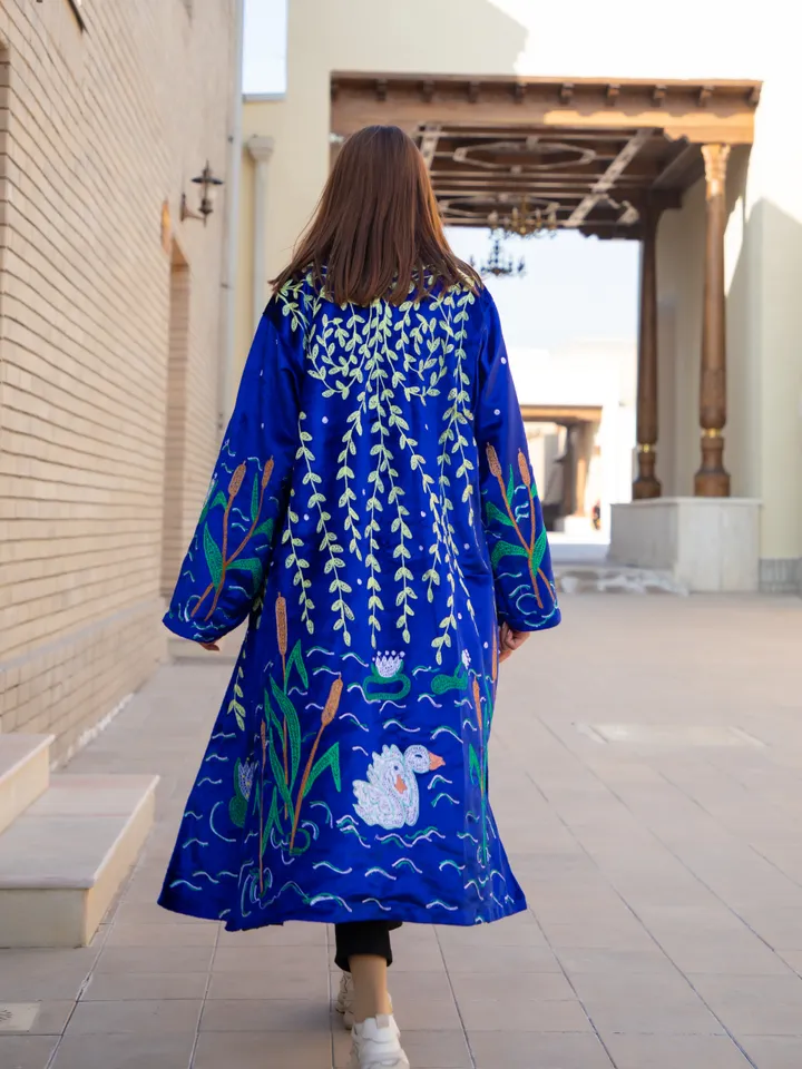 Pond Life Silk embroidered boho coat by order