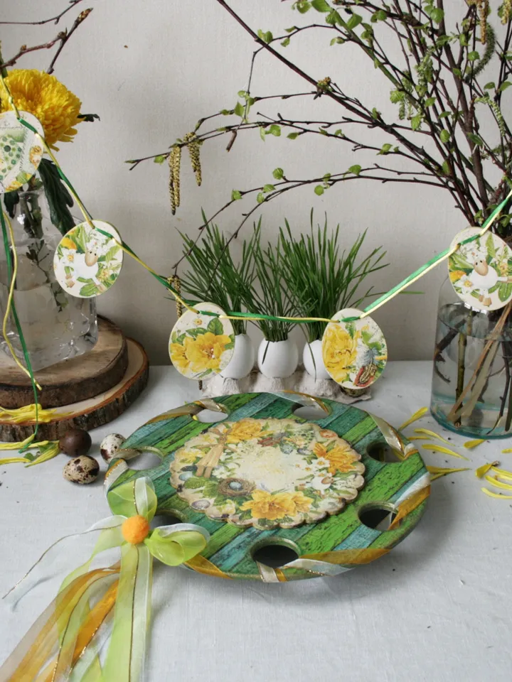 Decorations Happy Easter Handmade Wooden Display Stand Egg Tray