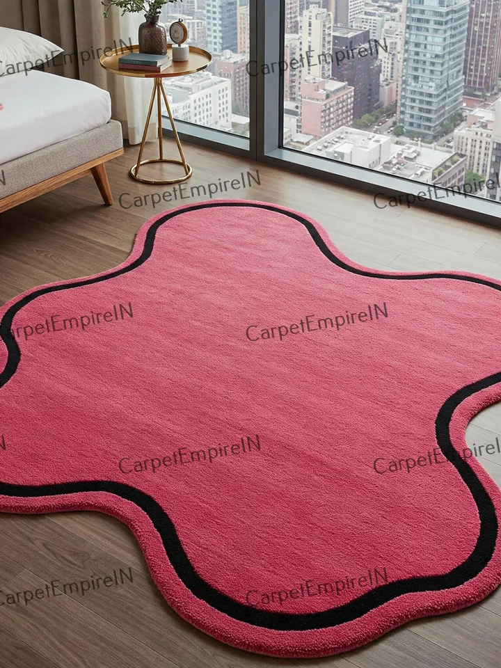 Pink rug, Pink decor, Organic Rug | Modern floor rug | Shape rug,Living,Dining,Bedroom,3x5,10x10,8x10,9x12,10x14, irregular rug, custom rug
