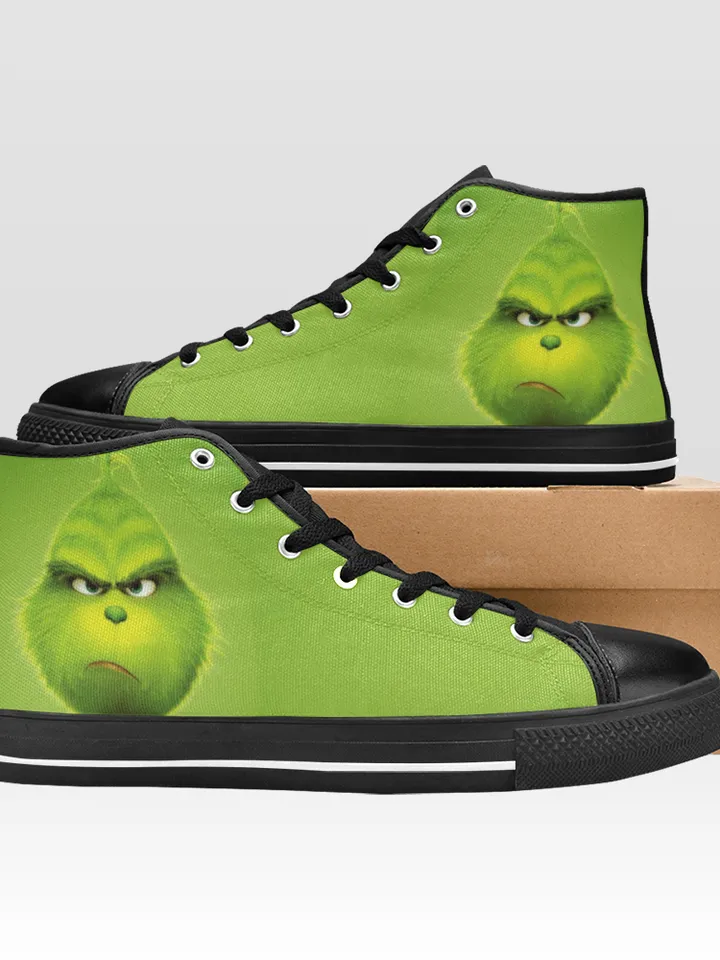 Grinch Shoes, High-Top Sneakers, Handmade Footwear