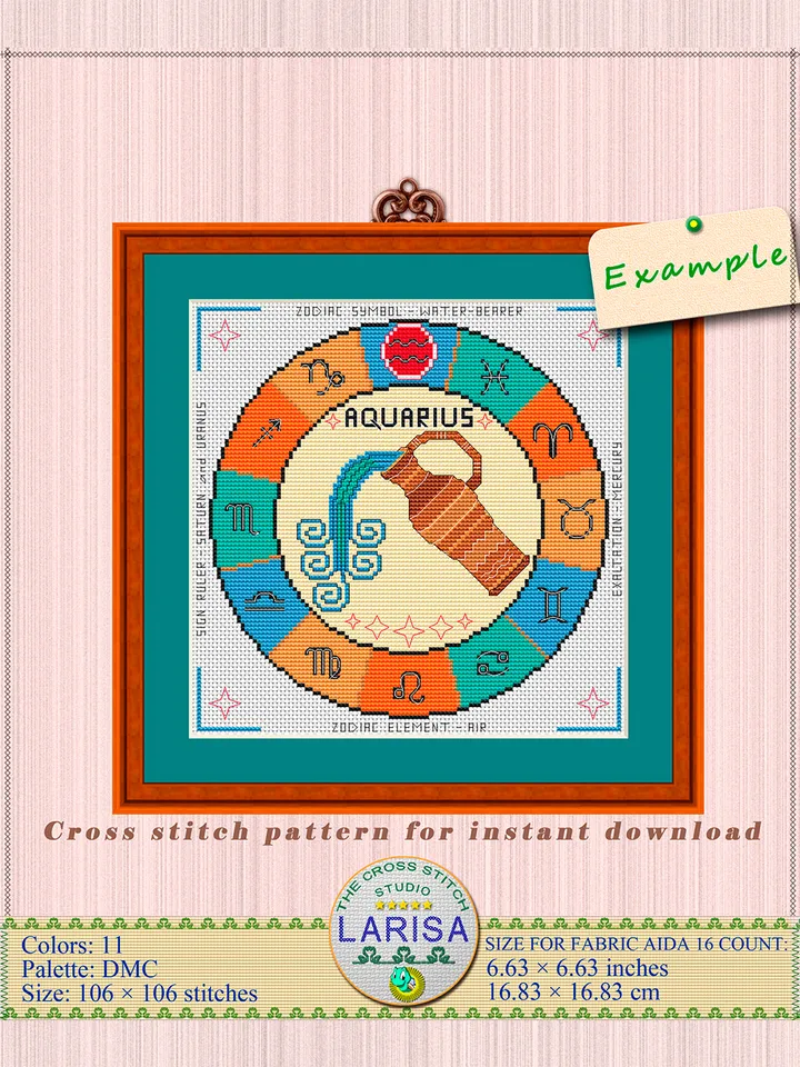 Aquarius Cross Stitch Pattern | Aquarius Zodiac Sign