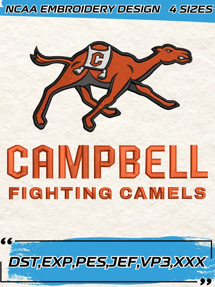 Campbell Fighting Camels Logos Embroidery Designs,NCAA Logo Embroidery Design,Machine Embroidery Design File,4 Sizes, Digital Download