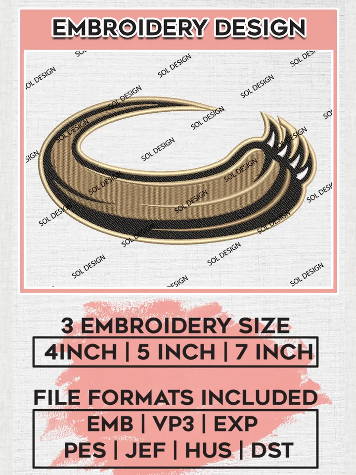 Oakland Golden Grizzlies NCAA Team Logo Embroidery Design Files, NCAA Oakland Golden Grizzlies Machine Embroidery, NCAA Teams, Game Day, 3 sizes, NCAA Machine embroidery designs, Digital Download