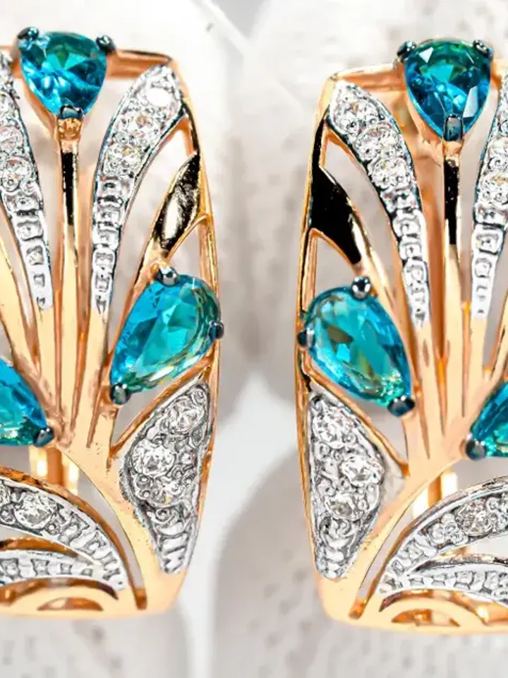 Earrings Silver gold plated 925 assay value with topaz