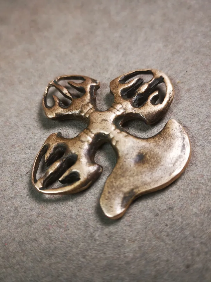 Gandhanra Antique Tibetan Amulet,Cross Vajra Kartika(knife of the dakinis) Pendant,Trantic Buddhism Dharma Ritual, Made of Lima Brass