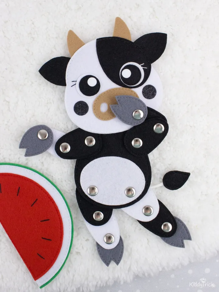 Felt Cow - Sewing Pattern - Articulated toy