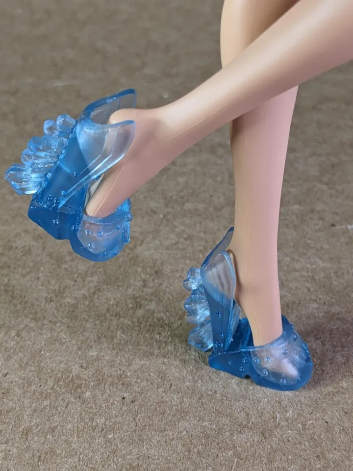 Blue transparent sandals with high heels for 10.5 inch female dolls (MH, EAH)