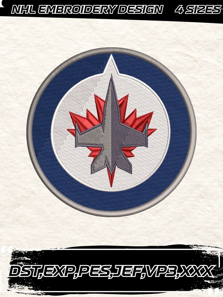 Winnipeg Jets Logos Embroidery Designs,NHL Logo Embroidery Files, Machine Embroidery Design File, 4 Sizes,Digital Download