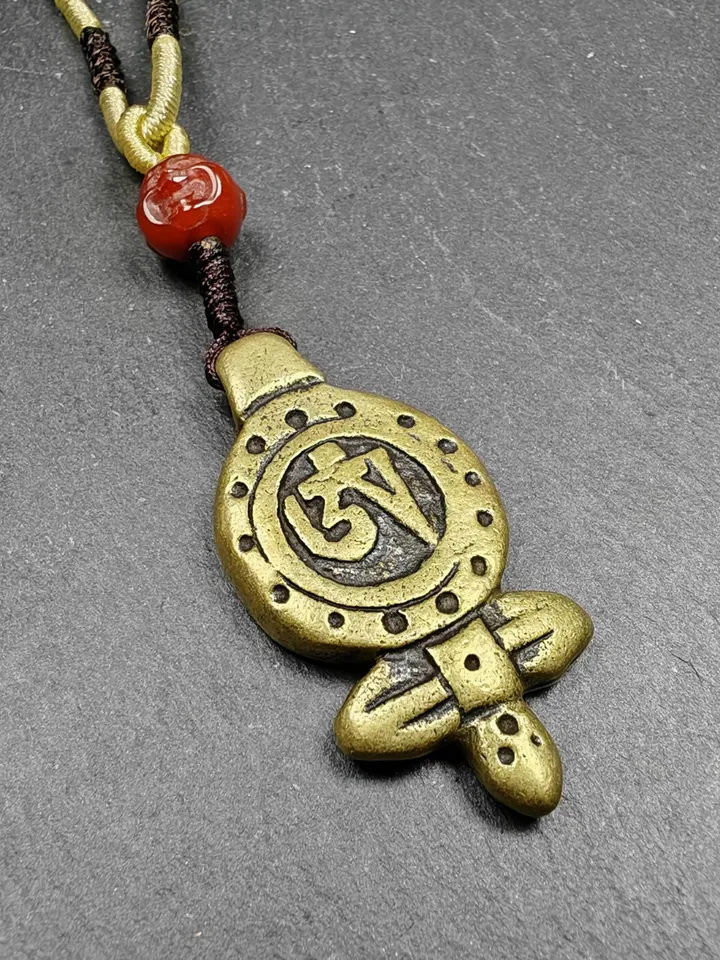 Gandhanra Handmade Tibetan Buddhism Amulet - Vajra Pendant with OM Symbol - Spiritual Gift