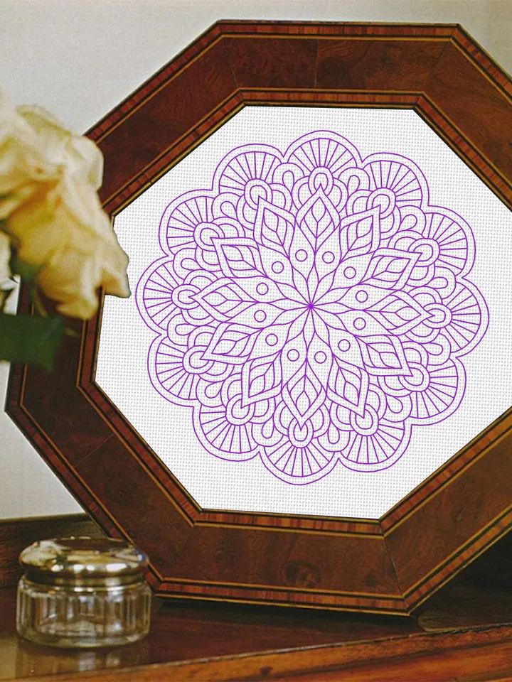 Flower mandala blackwork pattern PDF download Mandala ornament Backstitch chart, Blackwork mandala hand embroidery PDF, Mandala art #W45
