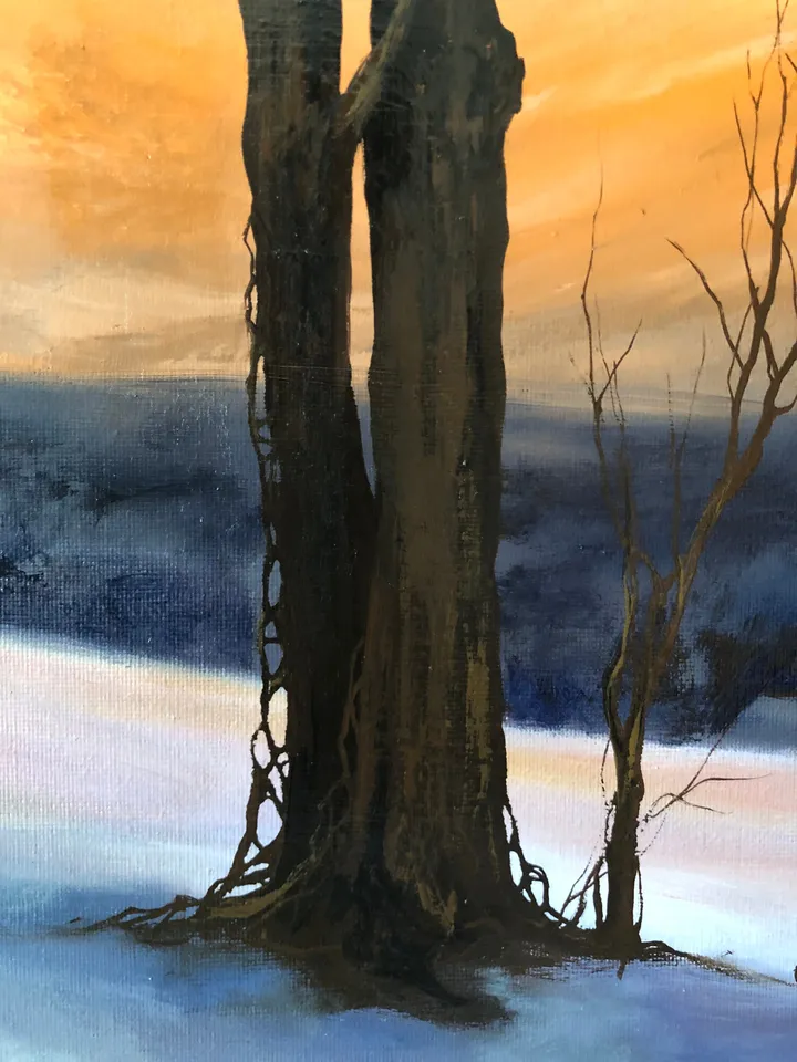 Forest Painting Original Sunset Landscape Painting Misty Forest Wall Art
