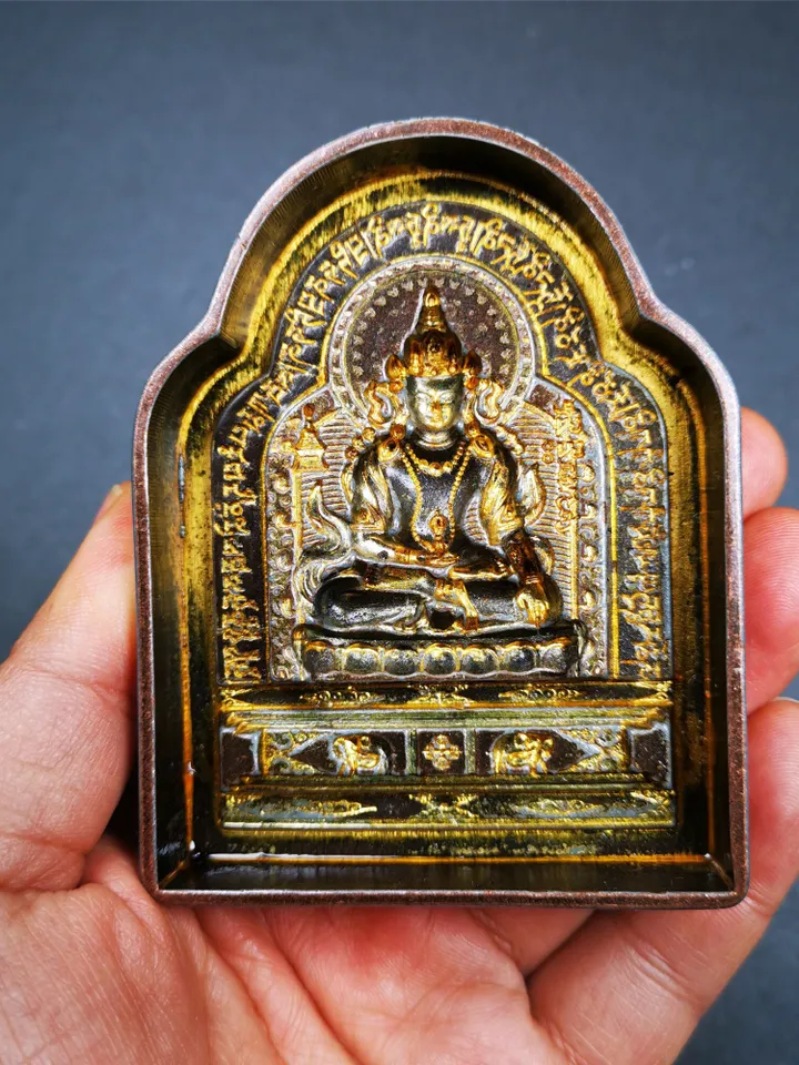 Gandhanra Handmade Tibetan Buddha Statue Mold,Akshobhya Tsa Tsa,Copper Mould For Making Clay Buddha Statue,Tsha Tsha