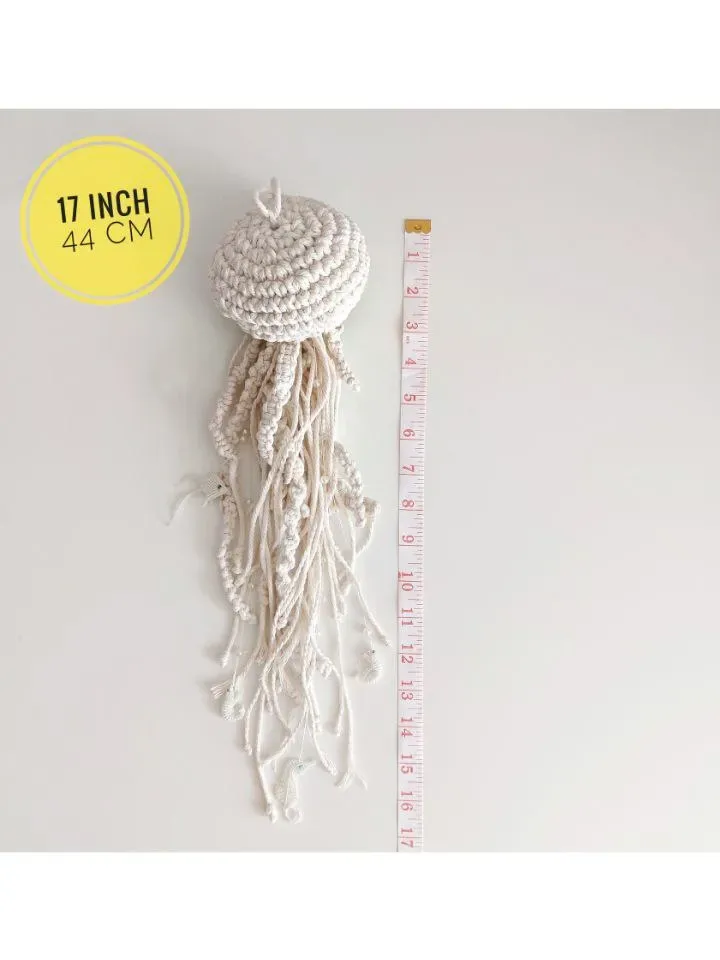 Macramé jellyfish ornament. Wall decor in the form of a jellyfish. Modern macramé. Home decor in coastal style. crocheted jellyfish