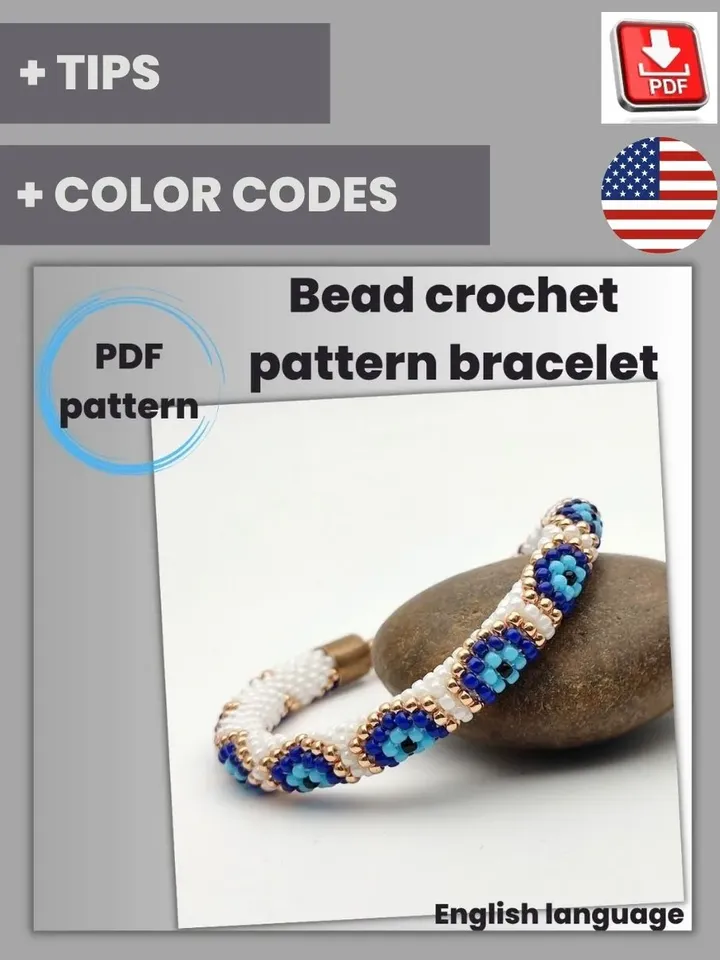 Bracelet pattern, Beaded bracelet pattern, Digital products, PDF pattern bracelet, Jewelry pattern, Crochet bead pattern