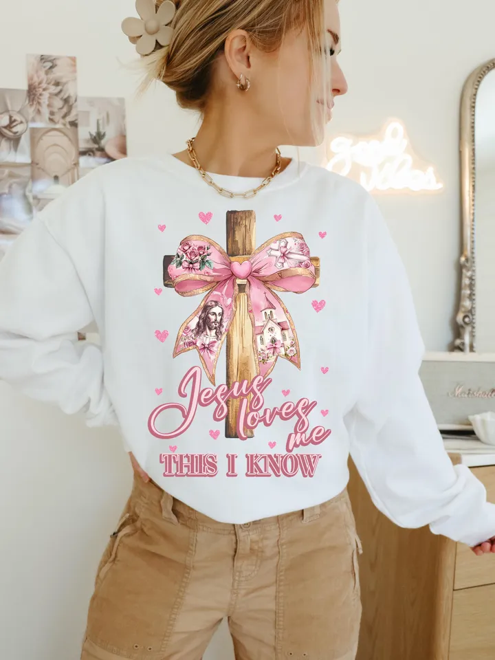 Jesus loves me this I know Png, Valentine Png, Valentine Heart Png, Christian Cross Png, Bible verse Png, Love like Jesus png, Brushstroke