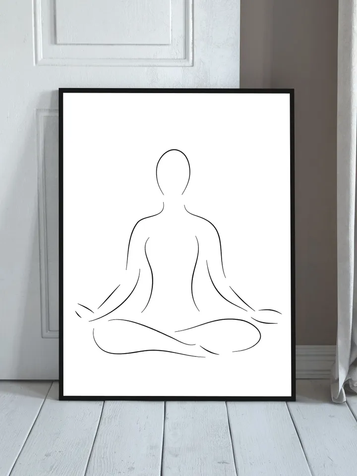 Yoga Wall Art, Yoga Pose, Lotus Yoga Pose, Lotus Pose, Yoga Art Print, Yoga Design, Yoga Line Art, Yoga Poster, Yoga Pose, Yoga Studio Decor