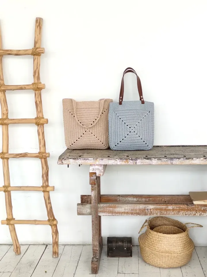 Crochet Bag Pattern PDF, Granny Square bag, Tote bag DIY, Beach Bag, Shopping bag, Shoulder bag, boho handbag