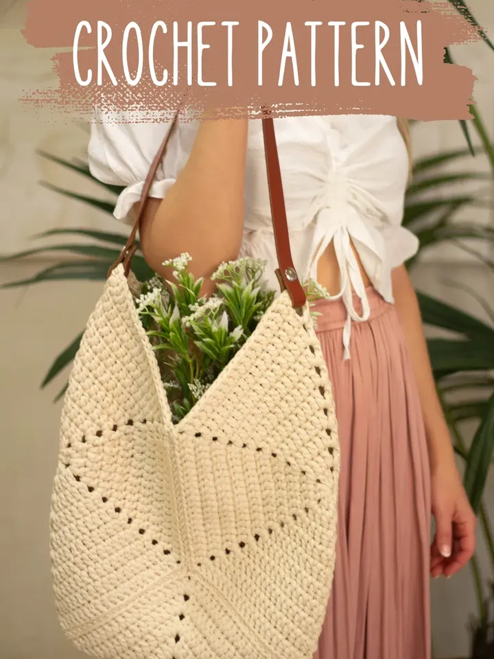 Crochet Bag Pattern PDF, Symmetry bag, Tote bag DIY, Beach Bag, Shopping bag, Shoulder bag, boho handbag