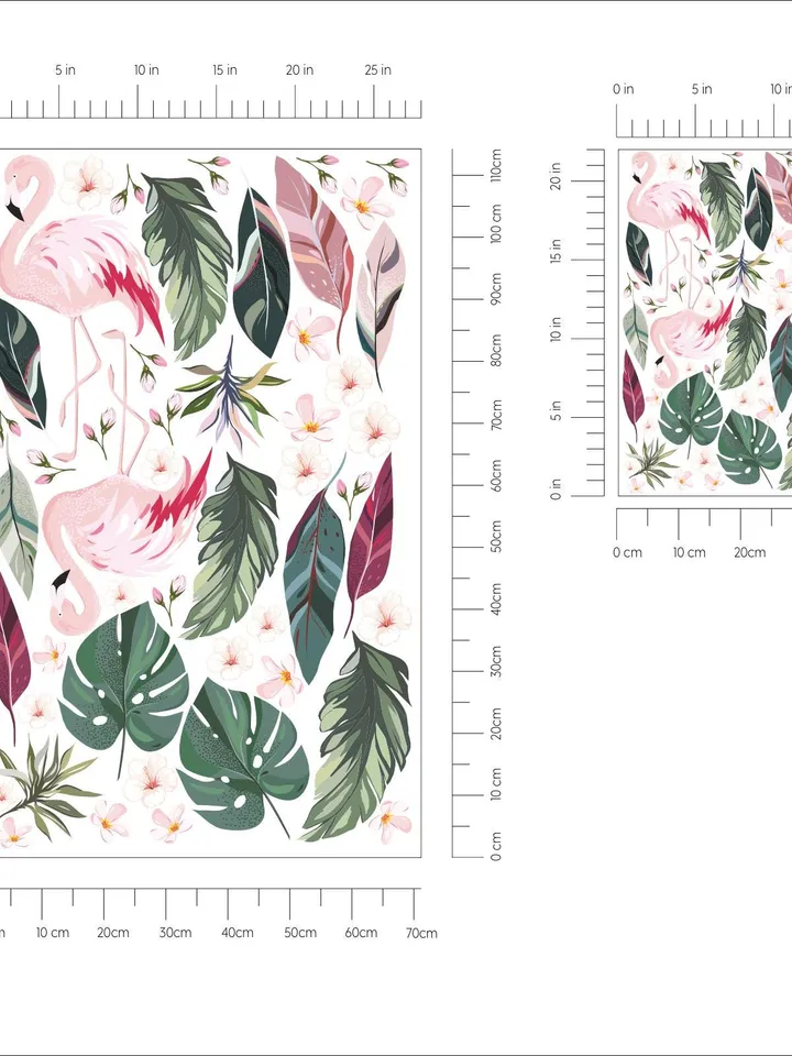 Flamingo Headboard Wall Decals Palm leaves Set Stickers ek43