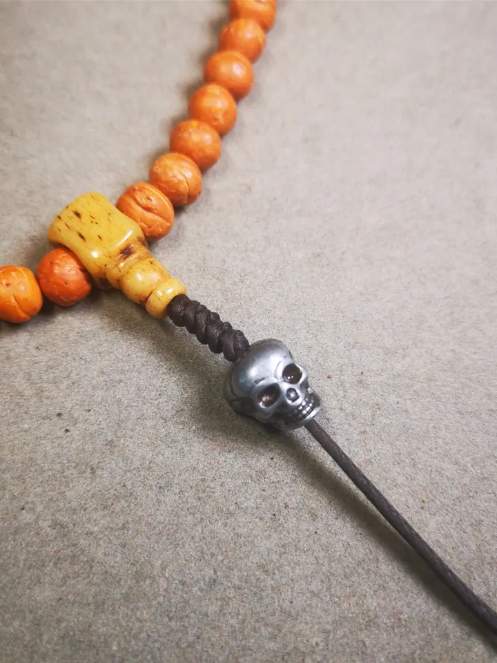 Gandhanra Handmade Tibetan Mala Spacer Beads,Cold Iron Citipati Skull Beads, Marker Beads for Prayer Bead Necklace Accessories,0.47" - 0.55"