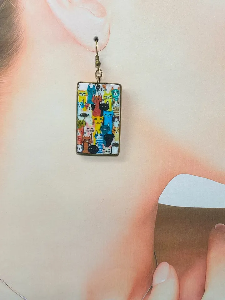 Handmade jewelry set. Cats.