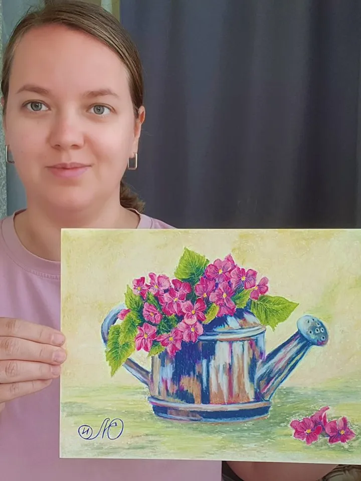 Violet Painting Pansy Original Art Floral Wall Art Flower Painting Oil Pastel