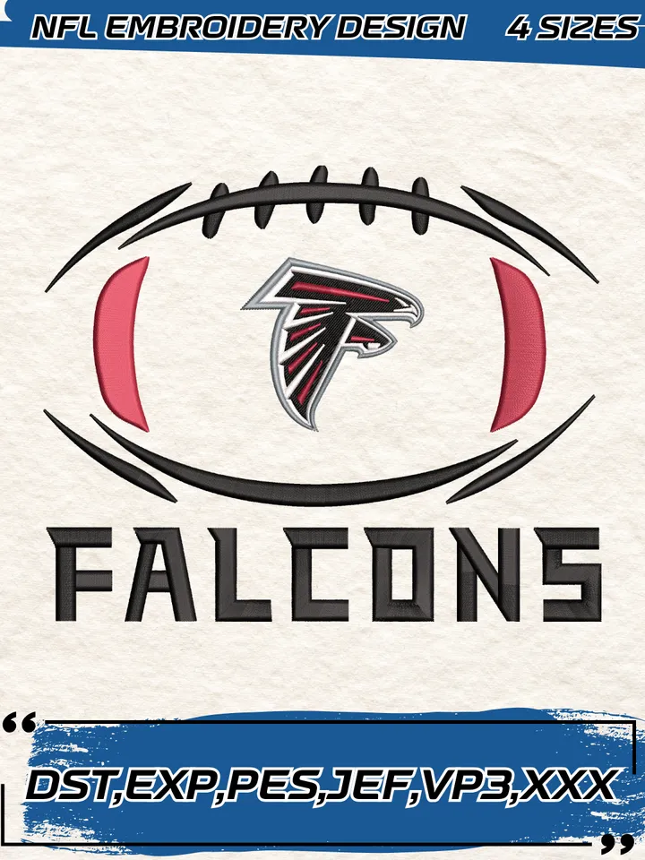 Atlanta Falcons Football Embroidery Design,NFL Logo Embroidery Design,Machine Embroidery Design File,4 Sizes, Digital Download