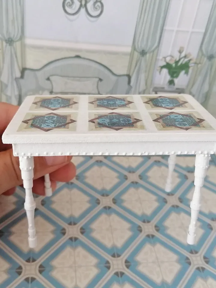 Doll table and sofa. Dollhouse miniature. 1:12. Handmade. Doll furniture. Furniture for doll's kitchen.