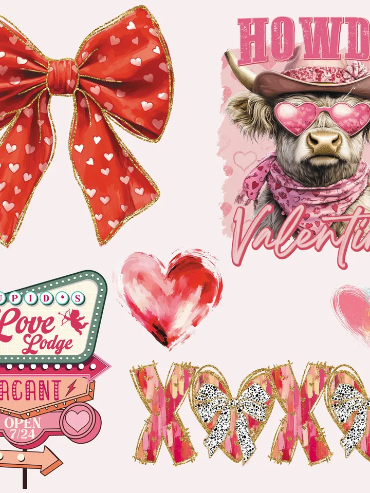 30 Bestseller Highland Cow Valentine Bundle Png, Howdy Valentine Coquette Png, Valentines Day Png, Western Valentine Png, Valentine Coquette