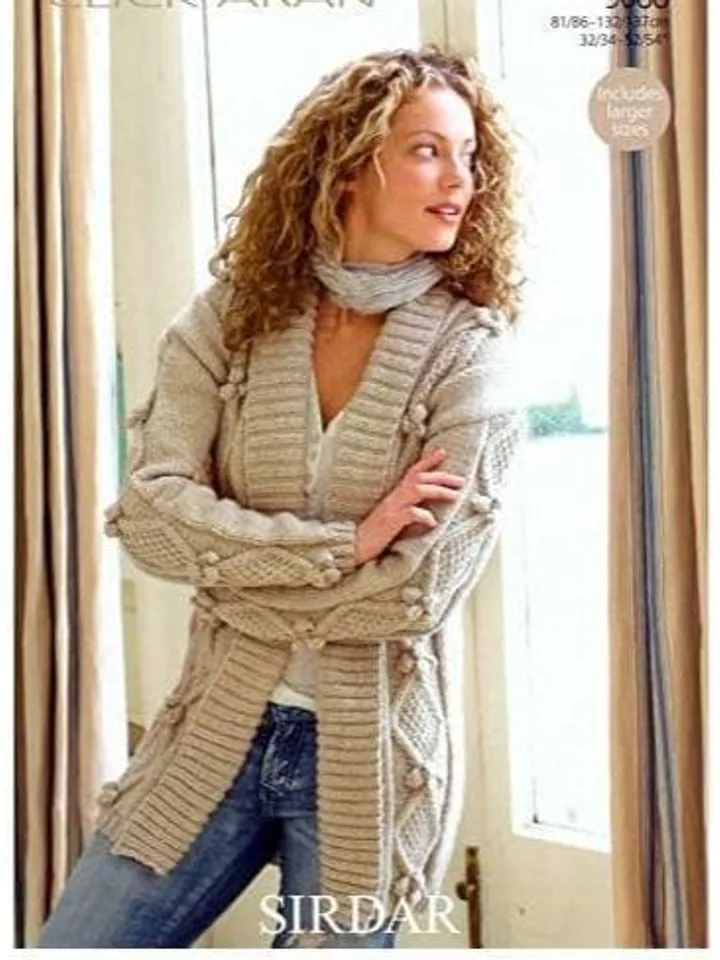 Cardigan Coat women knitting pattern long textured cardigan aran wool knitting pattern pdf