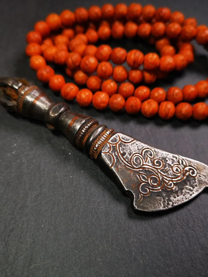 Gandhanra Tibetan Amulet,Kartika(knife of the dakinis), Trantic Buddhism Dharma Ritual, Altar Tools,Made of Cold Iron,3.9"