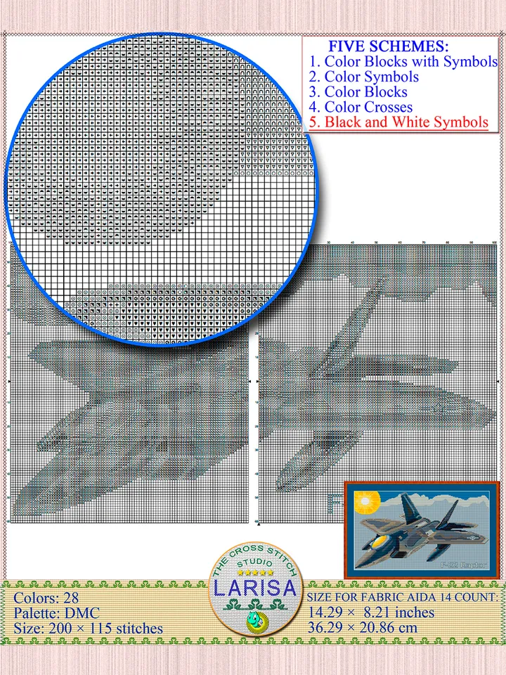 F 22 Raptor Pattern F-22 Raptor Cross Stitch Pattern | Fighter Aircraft $6.00 | Buy online ...