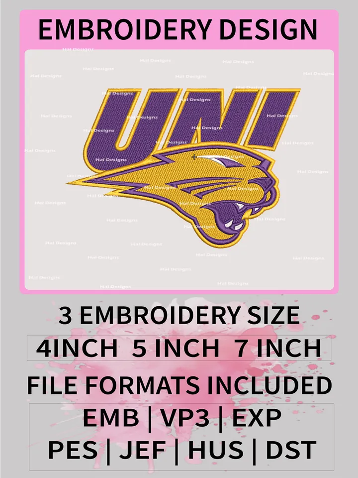 NCAA Northern Iowa Panthers Embroidery File, 3 Sizes, 6 Formats, NCAA Machine Embroidery Design, NCAA Logo, NCAA Teams