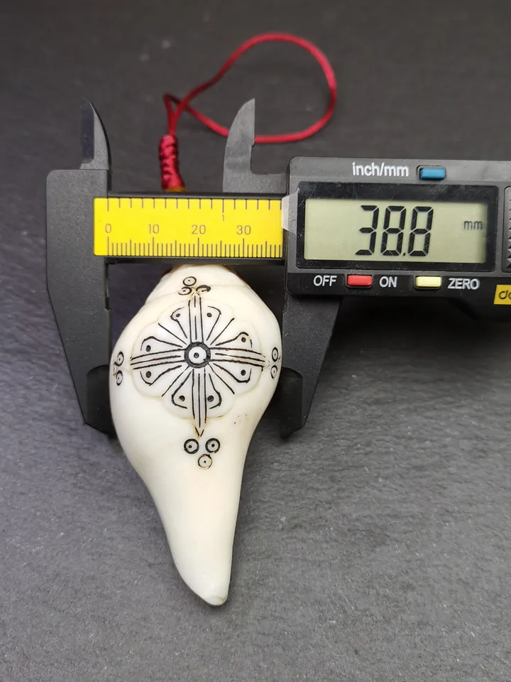 Gandhanra Tibetan Buddhism Amulet,Hand Carved White Conch Shankha with Mandala Flower Pattern,Tibetan Ritual Implement
