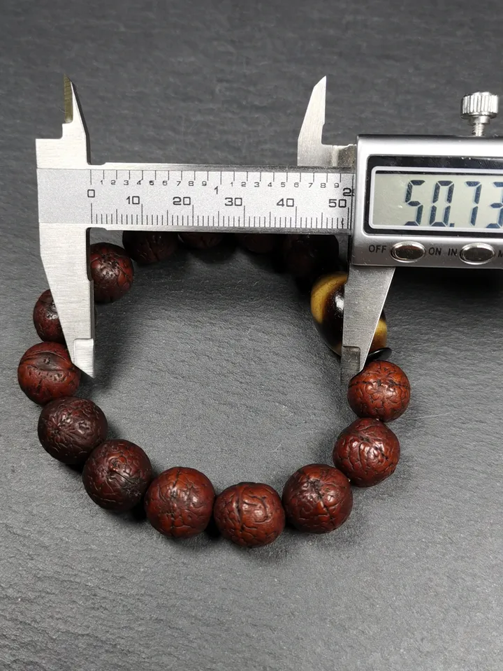 Gandhanra Unique Tibetan Dalo Dzi Bead Wrist Mala,Old Tiger Tooth Dzi with Bodhi Beads Bracelet