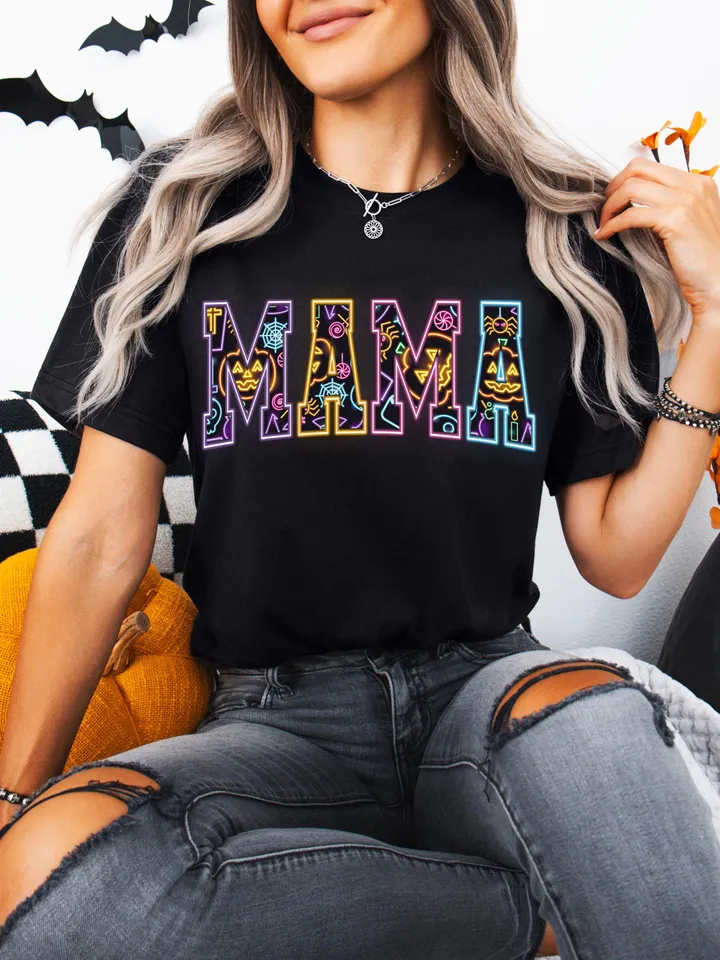 Mama Png, Coquette Halloween Neon Png, Spooky Mama Png, Floral Ghost Png, Spooky Season Png, Halloween Mama Png, Girly Coquette Bow Png