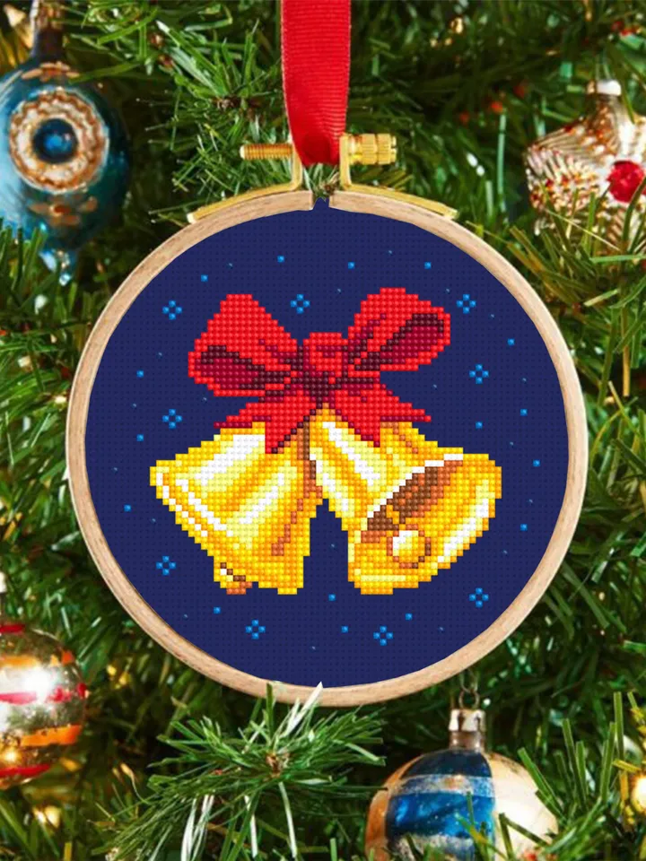 Christmas bells cross stitch pattern PDF download Christmas ornament cross stitch chart, Christmas pattern digital PDF, Jingle bells #N121
